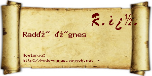 Radó Ágnes névjegykártya
